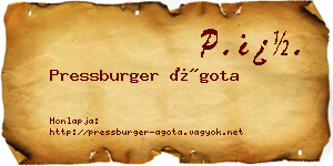 Pressburger Ágota névjegykártya